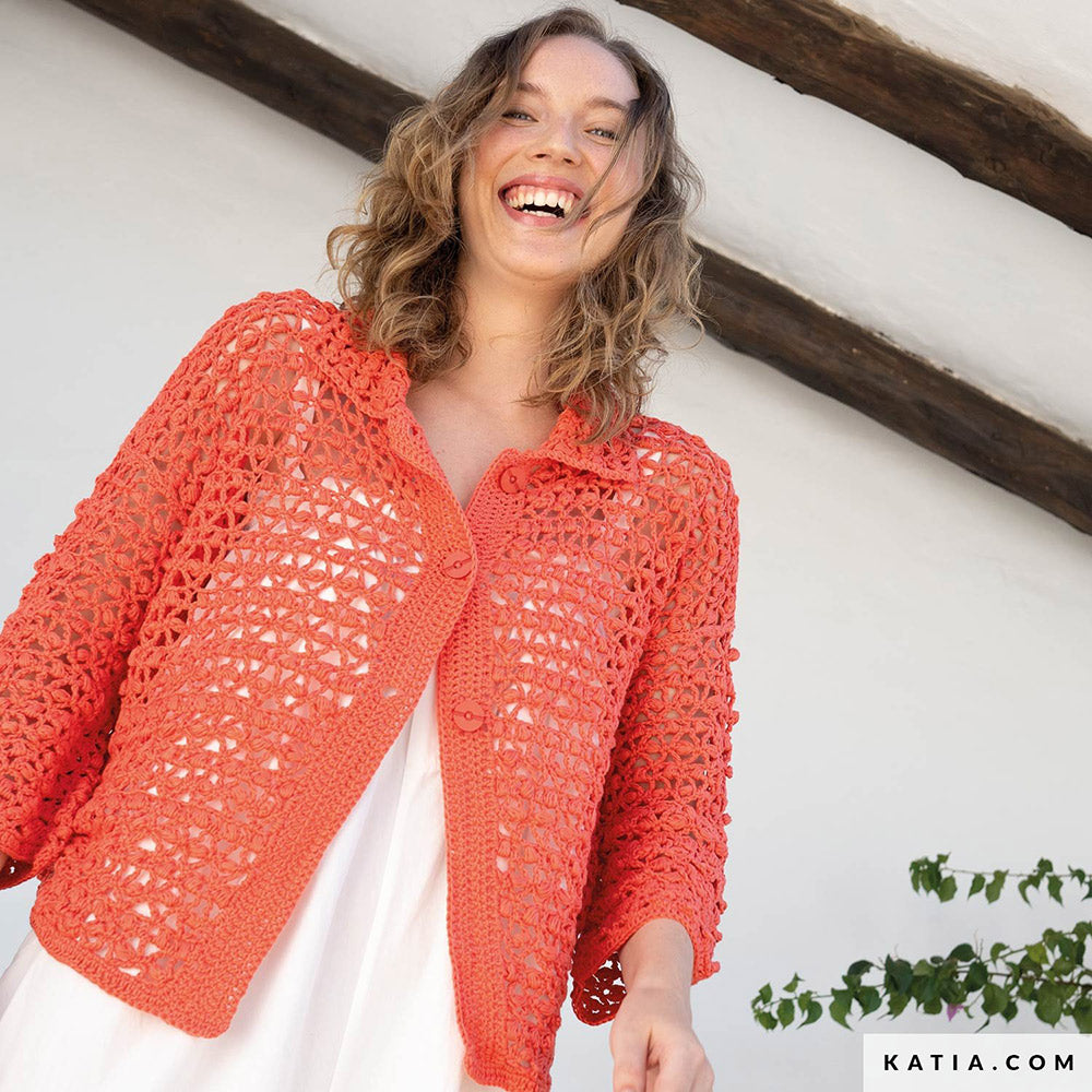 Patroon breien haken dames jas lente zomer katia — gemaakt met Katia Fair Cotton (13)