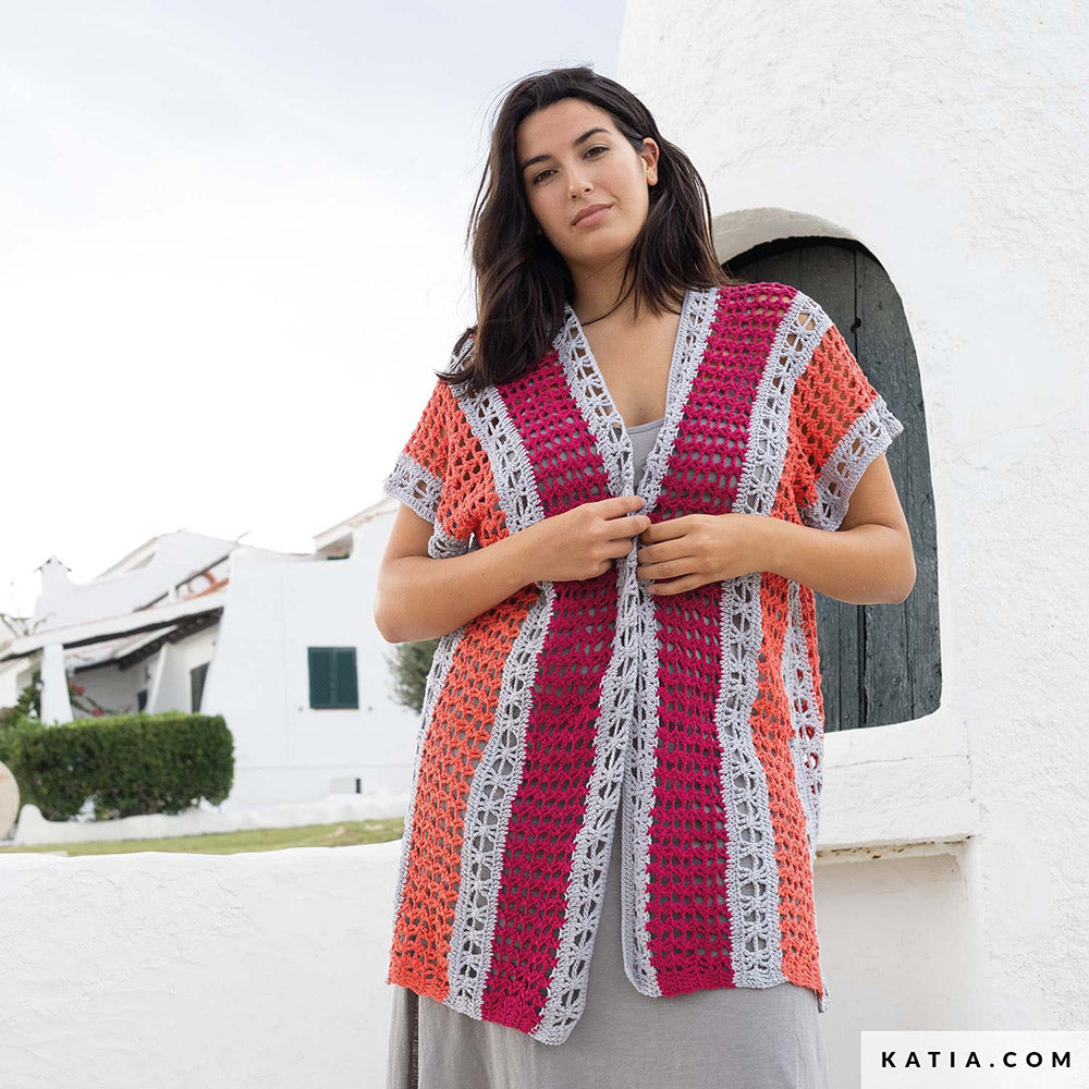 Patroon breien haken dames jas lente zomer katia — gemaakt met Katia Fair Cotton (4)