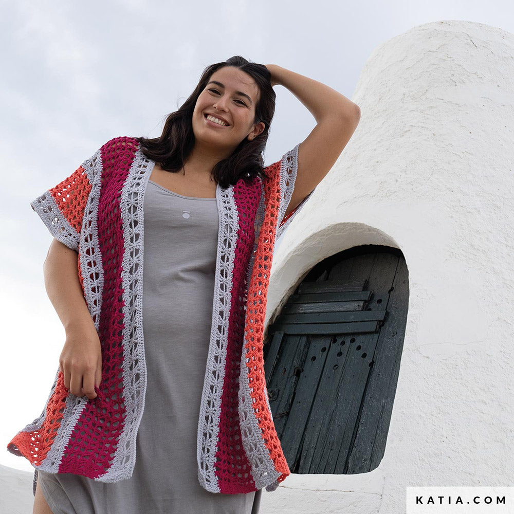 Patroon breien haken dames jas lente zomer katia — gemaakt met Katia Fair Cotton (2)