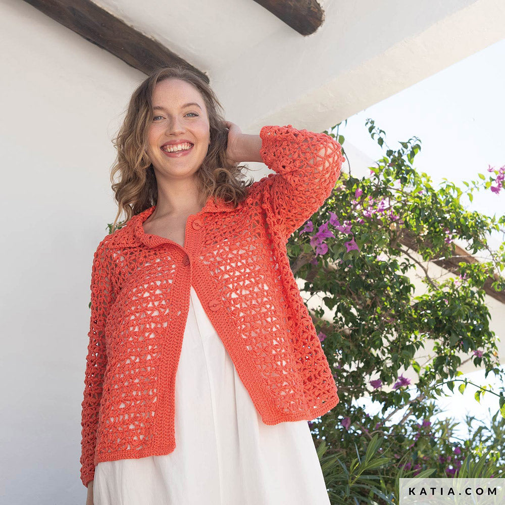 Patroon breien haken dames jas lente zomer katia — gemaakt met Katia Fair Cotton (14)