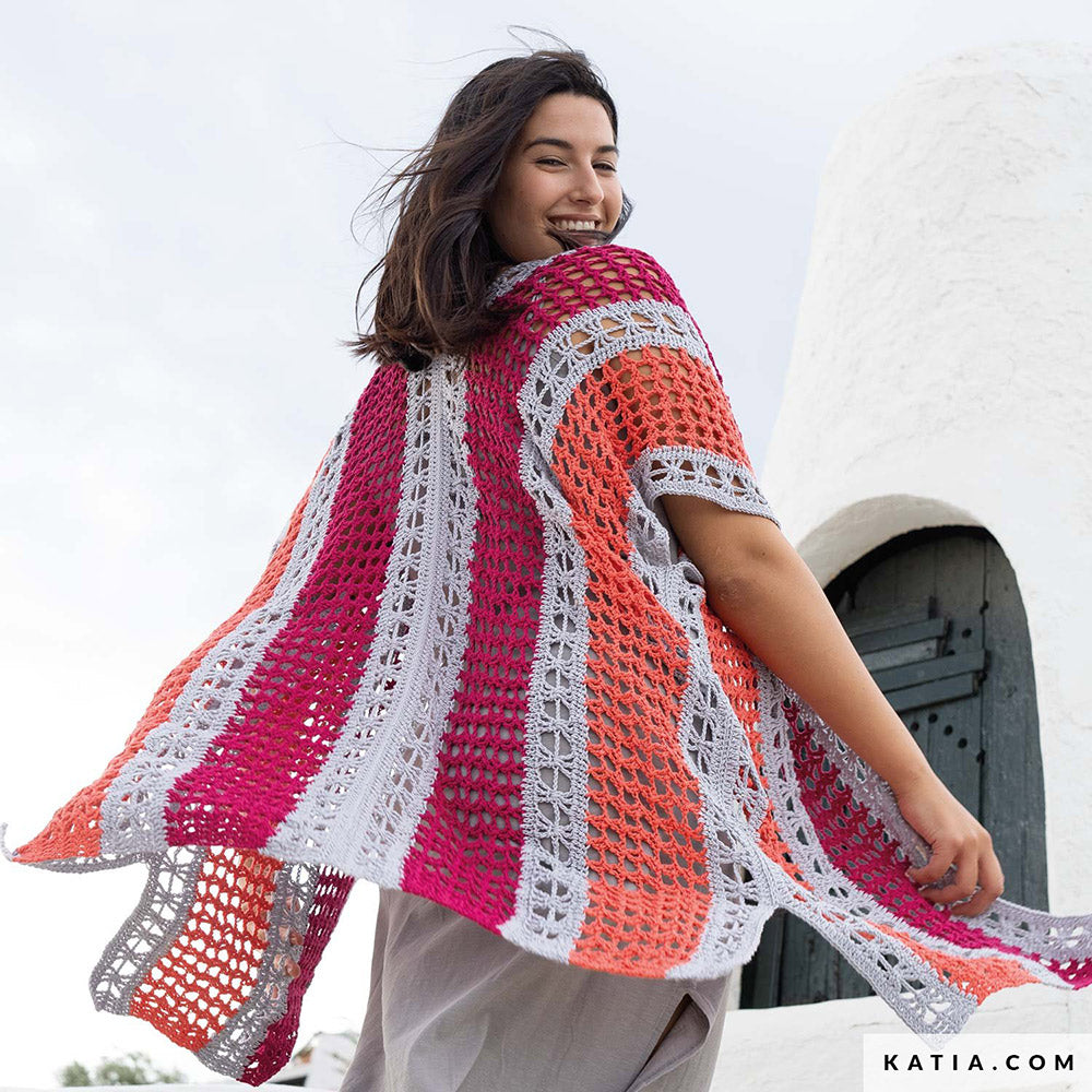Patroon breien haken dames jas lente zomer katia — gemaakt met Katia Fair Cotton (6)