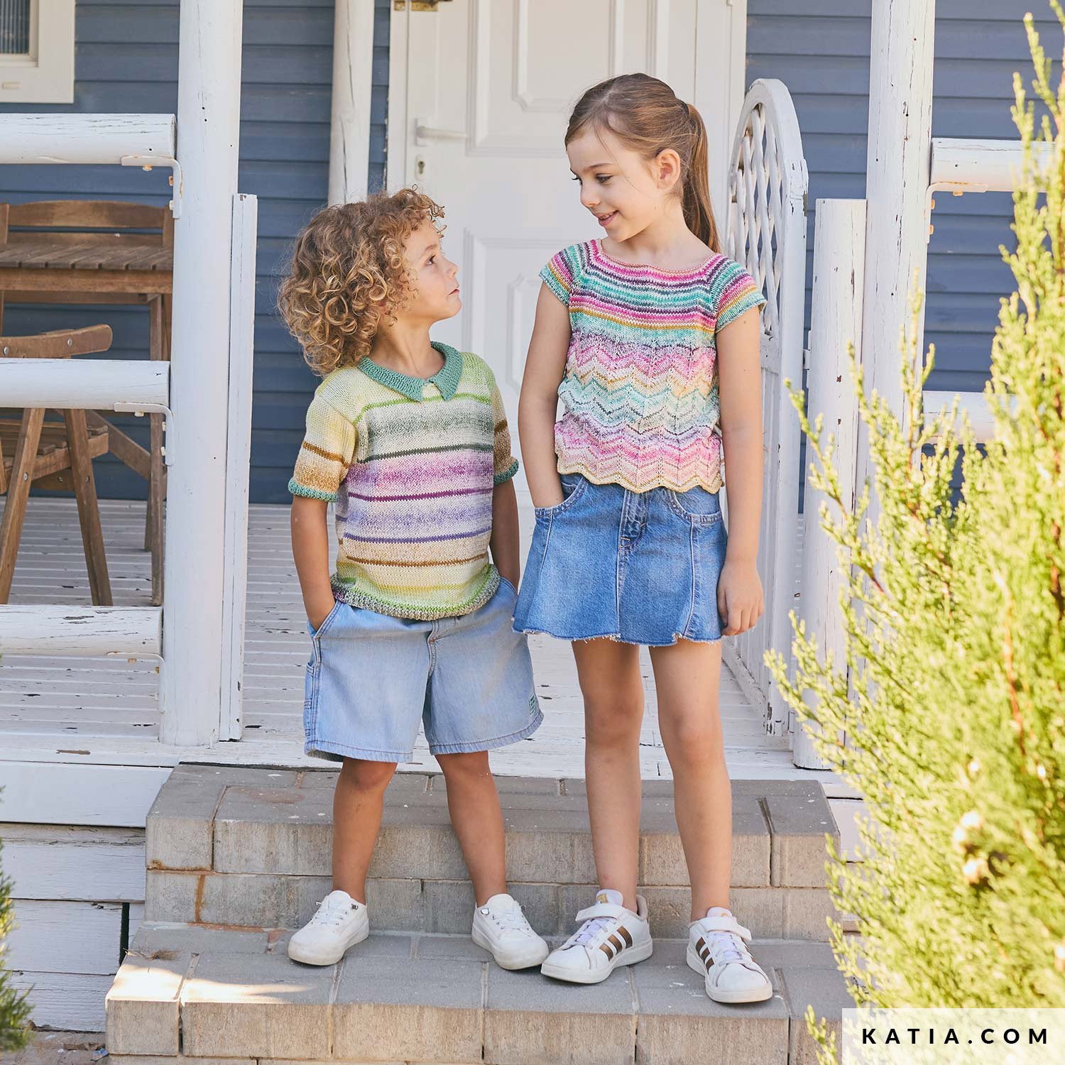 Patroon breien haken kinderen shirt lente zomer katia — gemaakt met Katia Fair Cotton Arlequino (11)