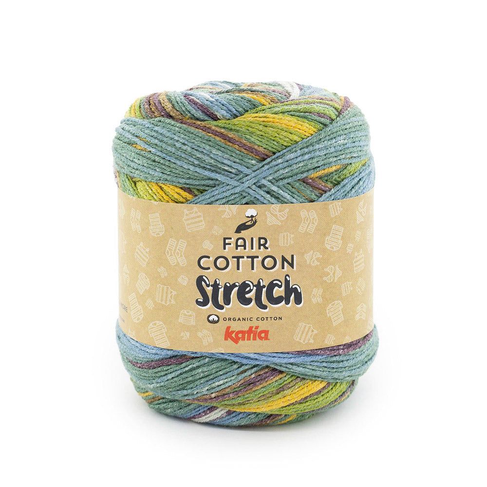 Katia Fair Cotton Stretch 100 Blauw-Groen-Geel