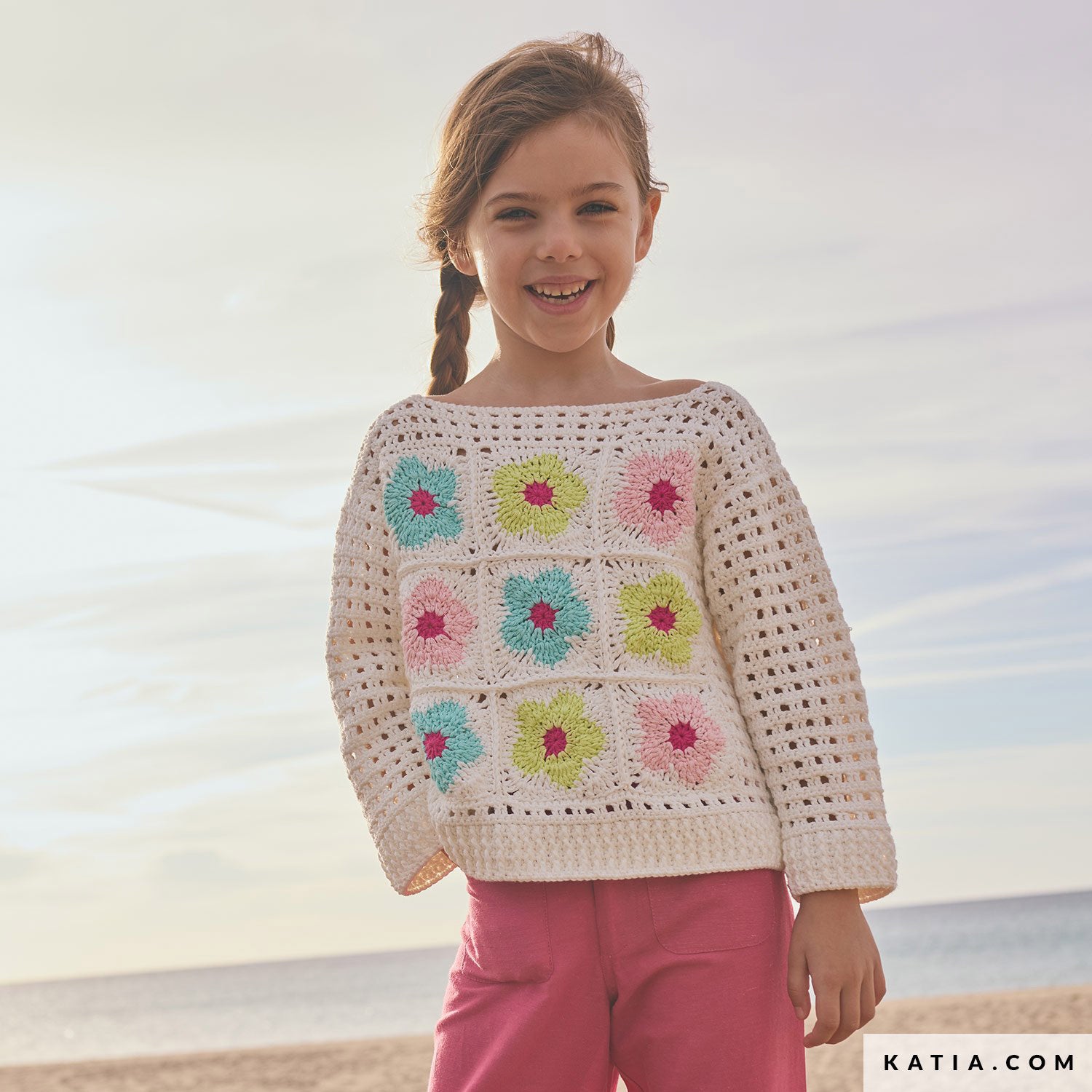 Patroon breien haken kinderen trui lente zomer katia — gemaakt met Katia Kinderen Magazine No. (35)