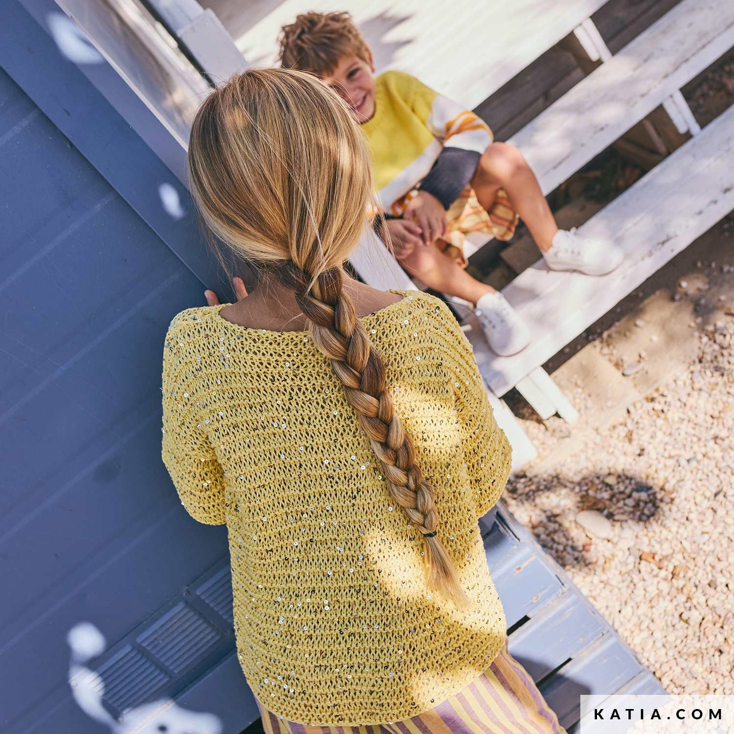 Patroon breien haken kinderen trui lente zomer katia — gemaakt met Katia Kinderen Magazine No. (8)