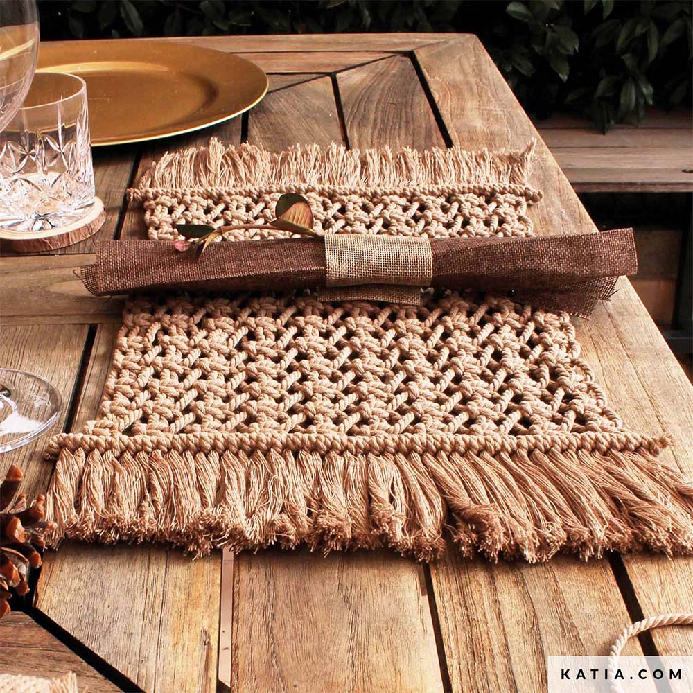 Patroon breien haken woning onderzetter lente zomer katia — gemaakt met Katia Macramé Cord