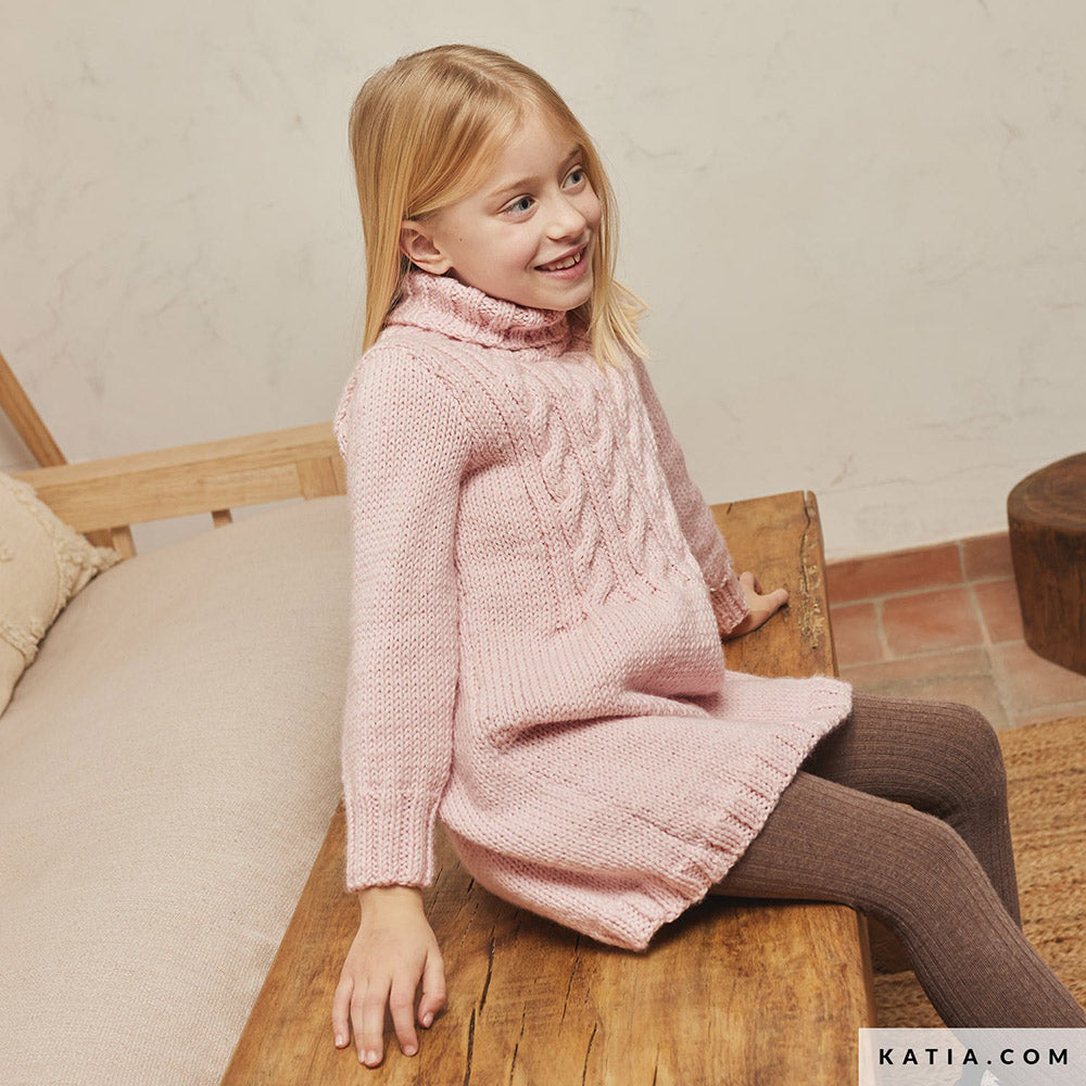 Patroon breien haken kinderen jurk herfst winter katia — gemaakt met Katia Merino Aran (2)