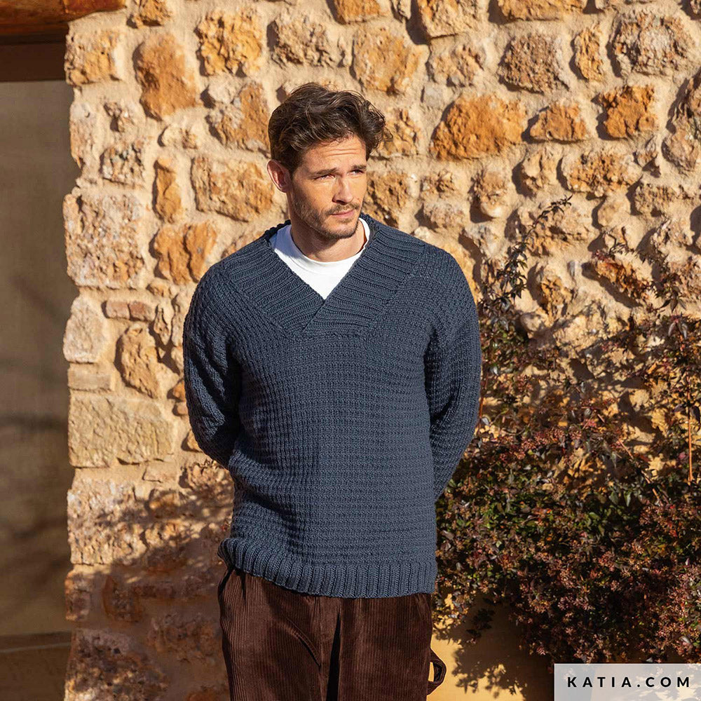 Patroon breien haken heren trui herfst winter katia — gemaakt met Katia Merino Aran (2)