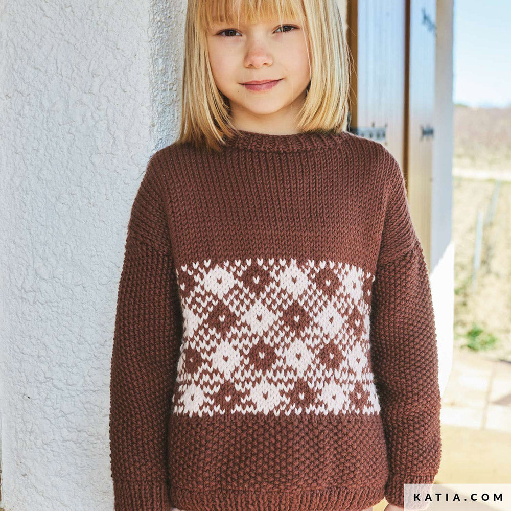 Patroon breien haken kinderen trui herfst winter katia — gemaakt met Katia Merino Aran (6)