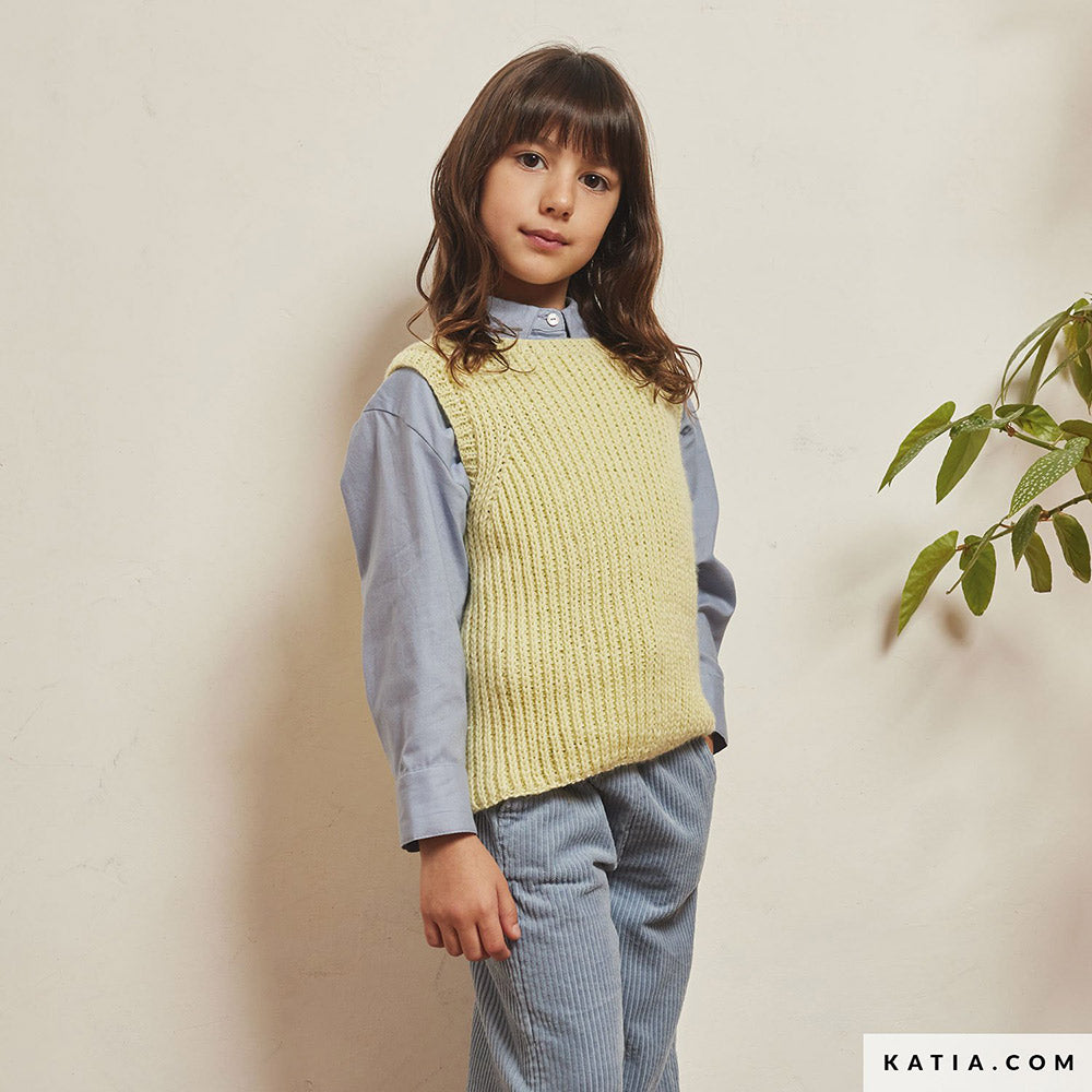 Patroon breien haken kinderen vest herfst winter katia — gemaakt met Katia Merino Aran