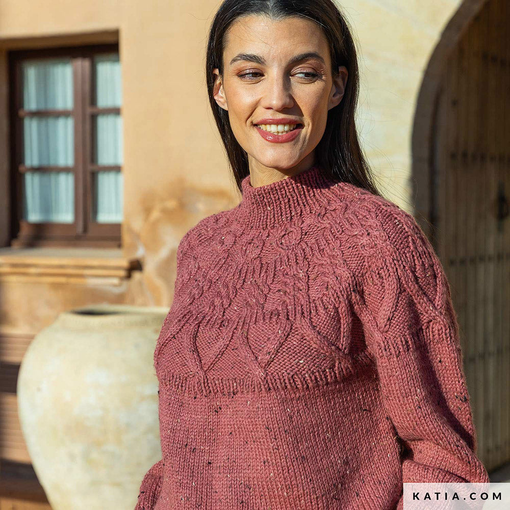 Patroon breien haken dames trui herfst winter katia — gemaakt met Katia Merino Tweed (2)