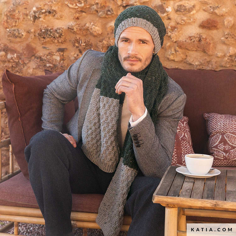 Patroon breien haken heren set herfst winter katia — gemaakt met Katia Merino Tweed