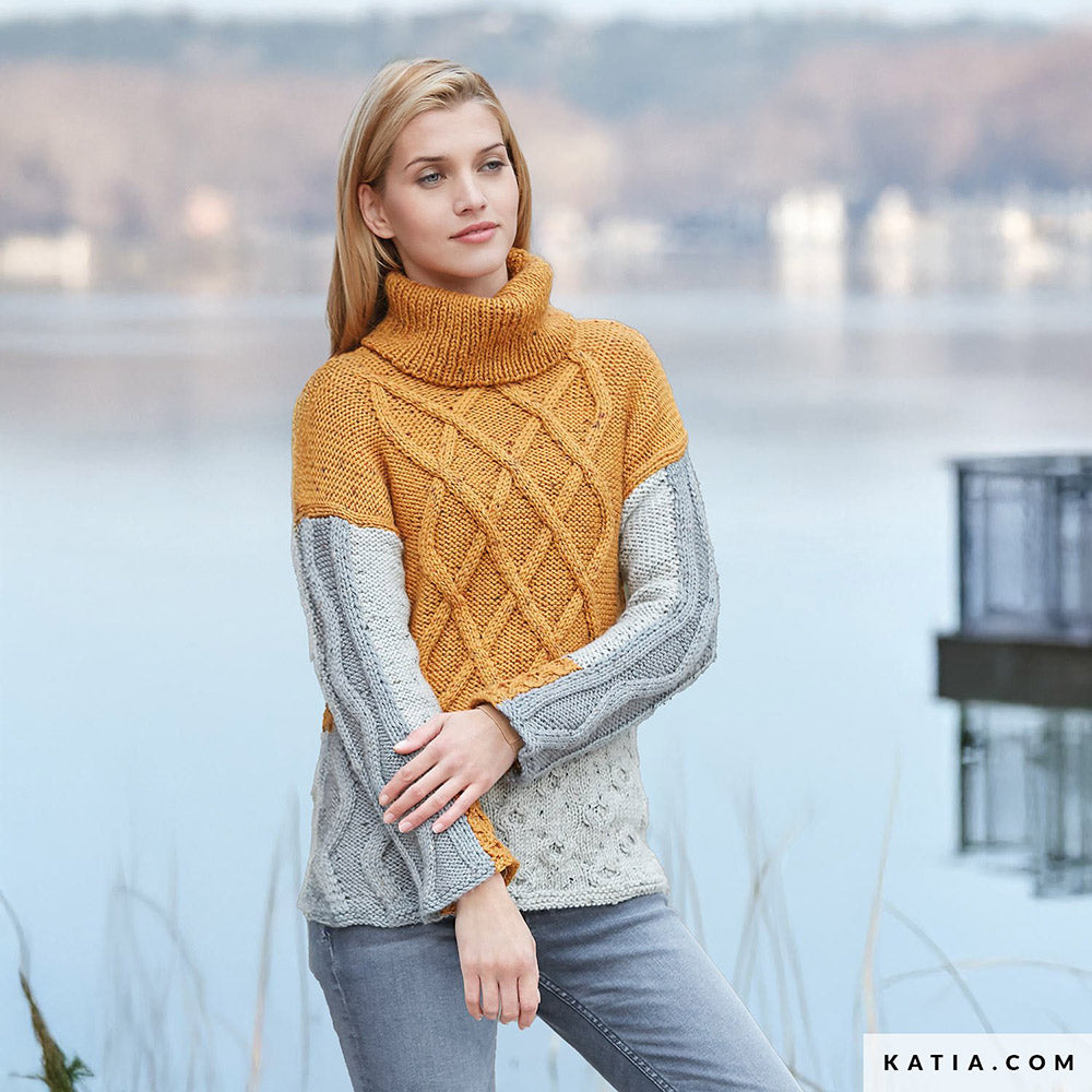 Patroon breien haken dames trui herfst winter katia — gemaakt met Katia Merino Tweed
