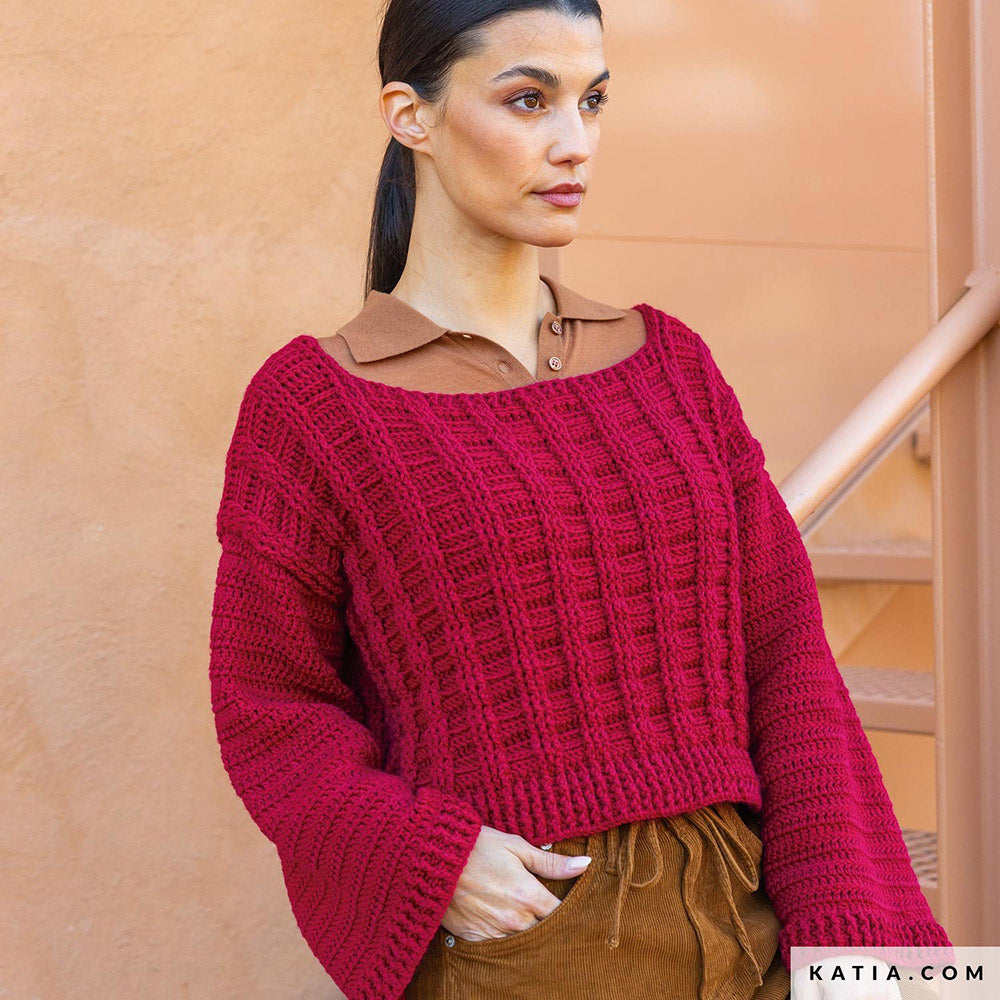 Patroon breien haken dames trui herfst winter katia — gemaakt met Katia New Ultrasoft (8)
