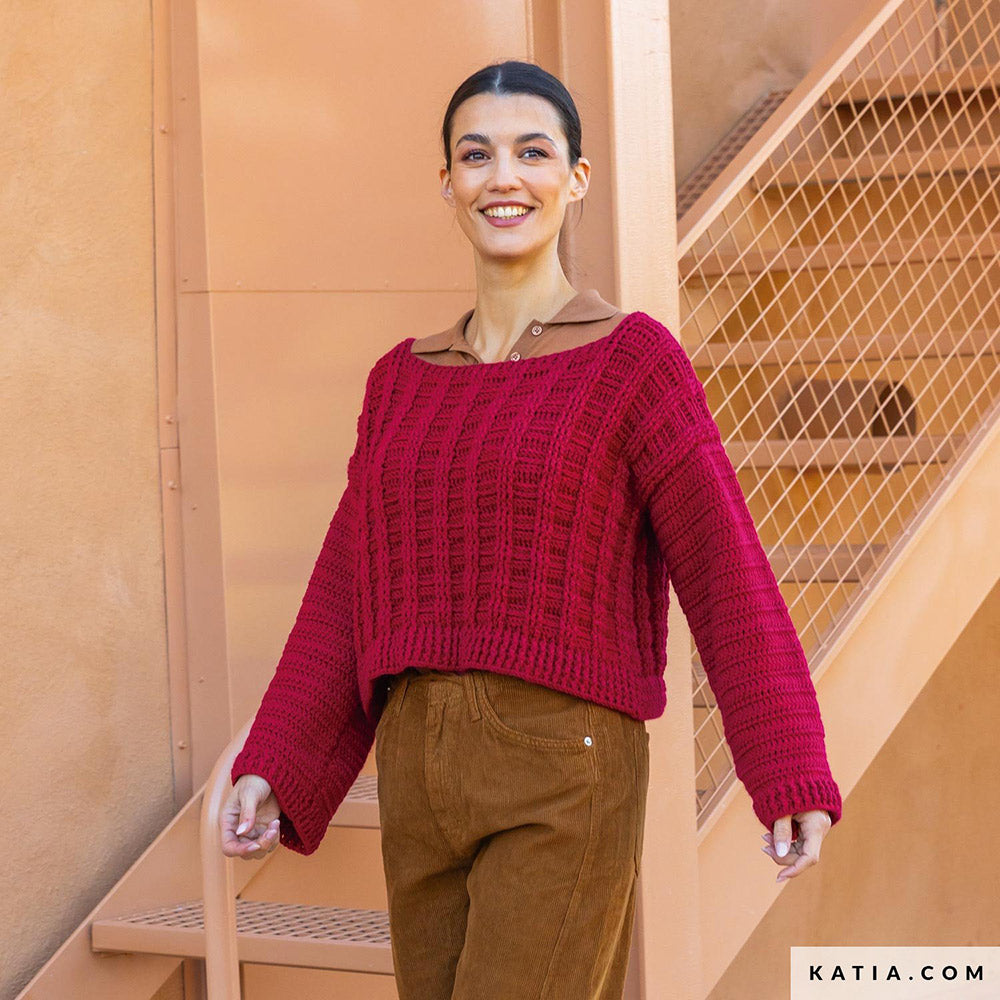 Patroon breien haken dames trui herfst winter katia — gemaakt met Katia New Ultrasoft (13)