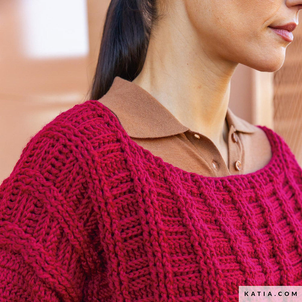 Patroon breien haken dames trui herfst winter katia — gemaakt met Katia New Ultrasoft (10)