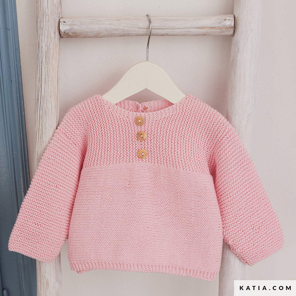 Patroon breien haken baby trui lente zomer katia — gemaakt met Katia Panama (2)