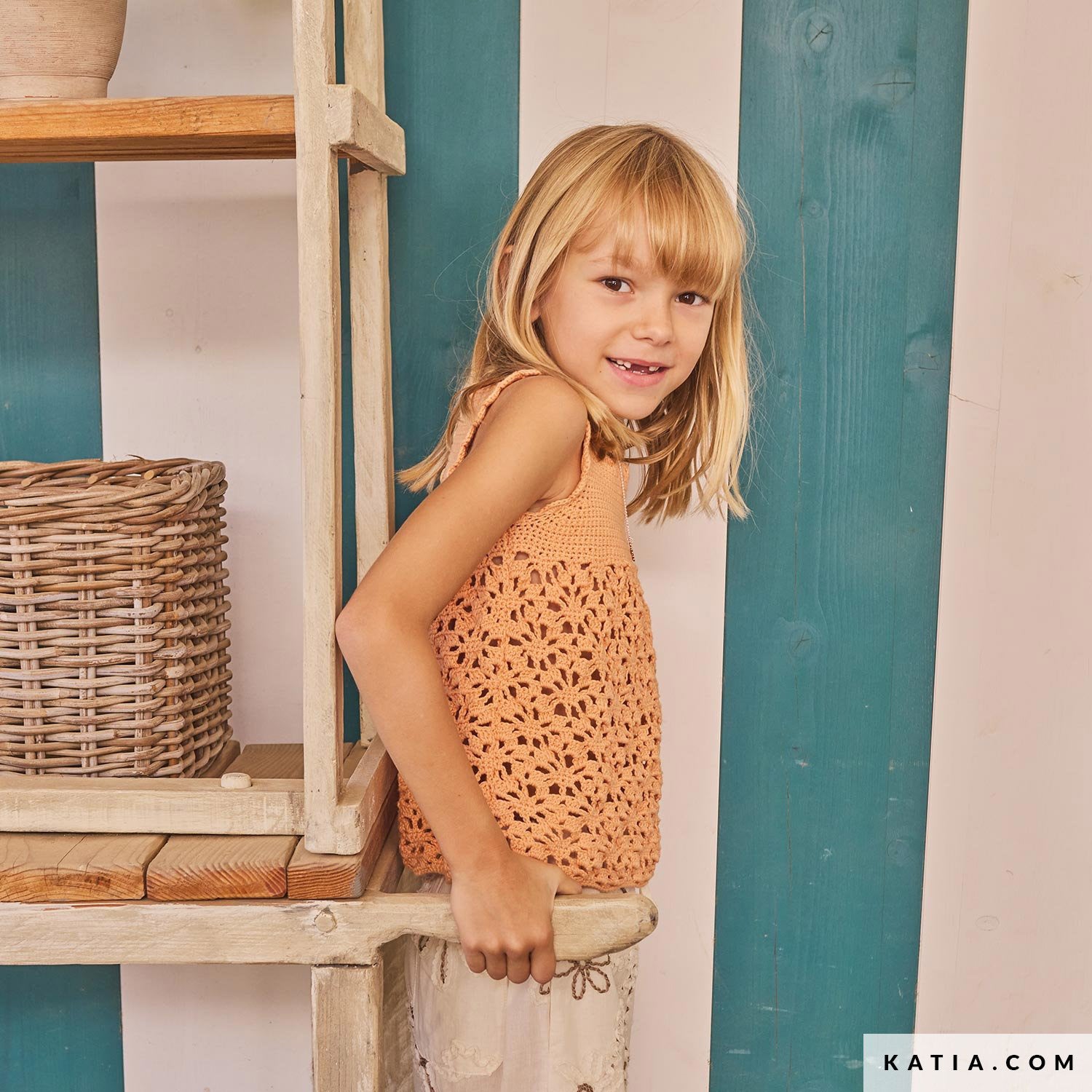 Patroon breien haken kinderen topje lente zomer katia — gemaakt met Katia Panama (2)