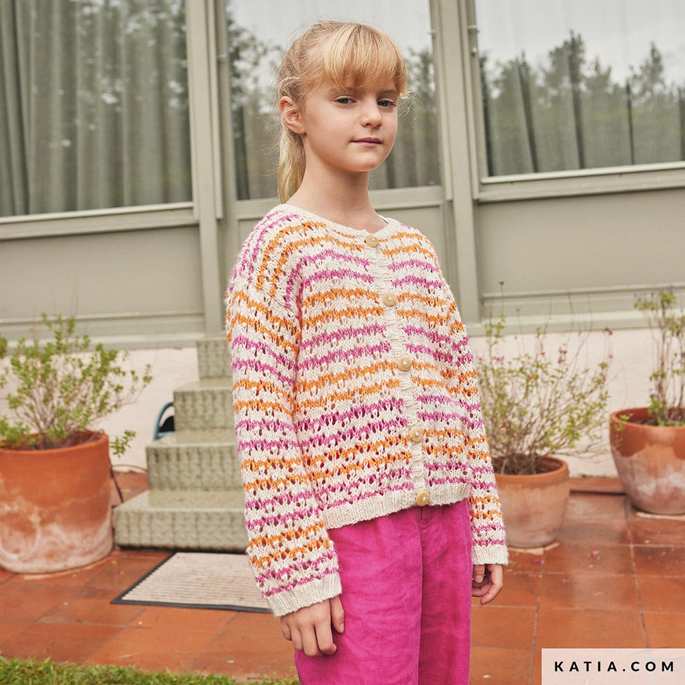 Patroon breien haken kinderen jas lente zomer katia — gemaakt met Katia Puro Cotone (9)