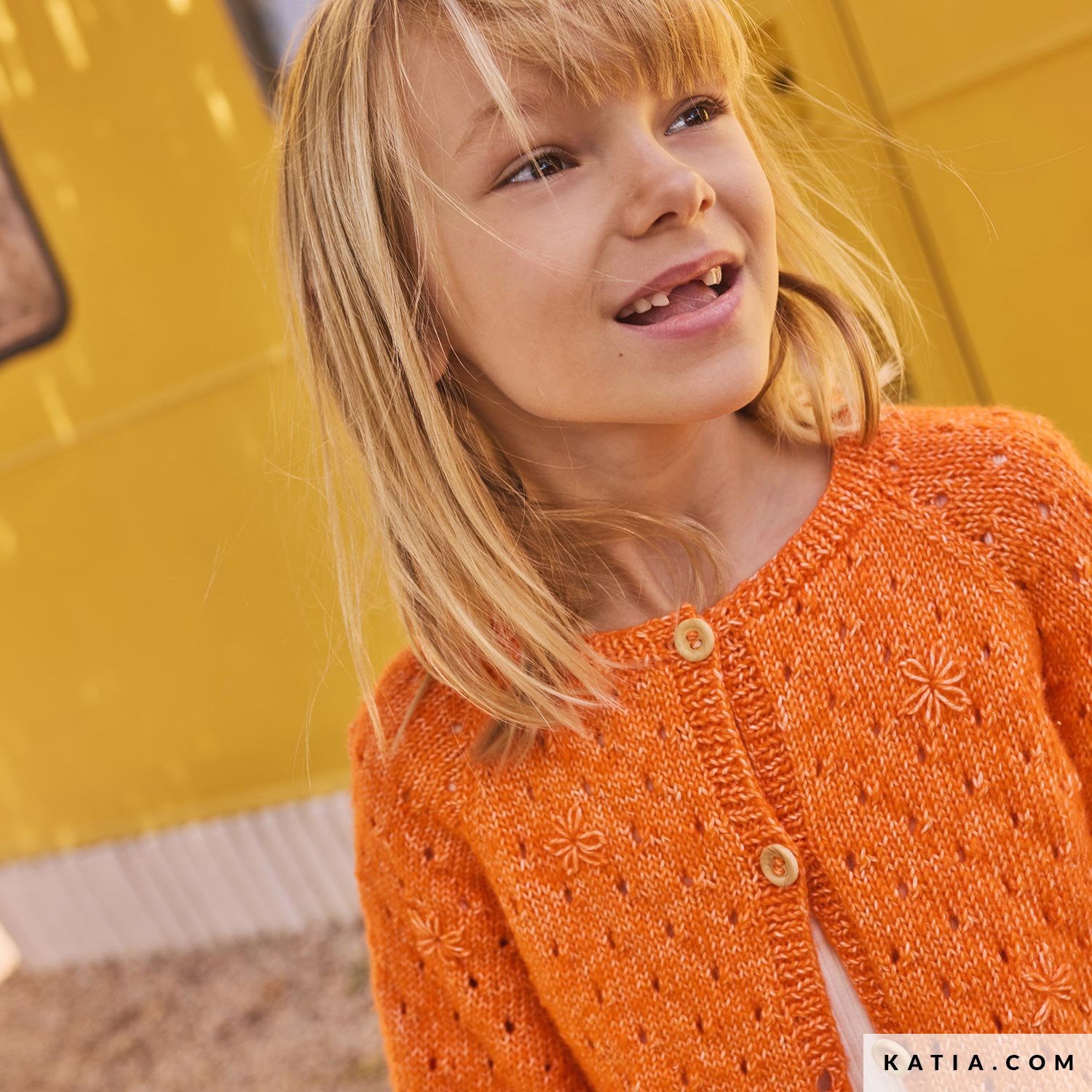 Patroon breien haken kinderen jas lente zomer katia — gemaakt met Katia Puro Cotone