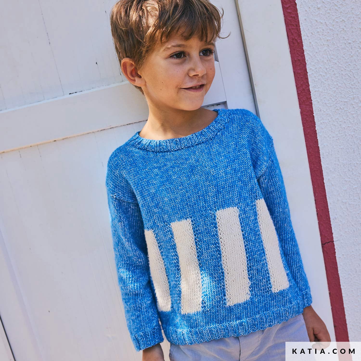 Patroon breien haken kinderen trui lente zomer katia — gemaakt met Katia Puro Cotone (9)