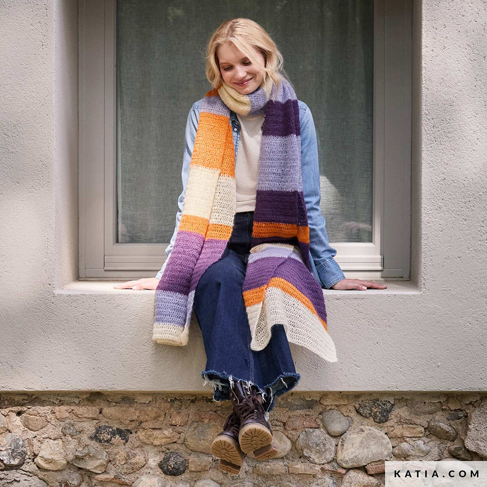 Patroon breien haken dames sjaal herfst winter katia — gemaakt met Katia Silky Mohair (4)