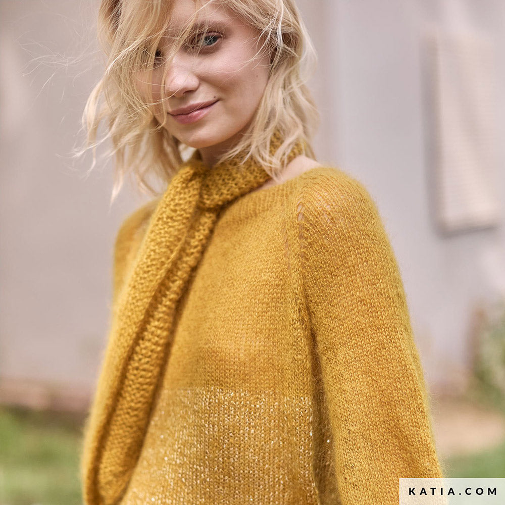 Patroon breien haken dames omslagdoek herfst winter katia — gemaakt met Katia Silky Mohair