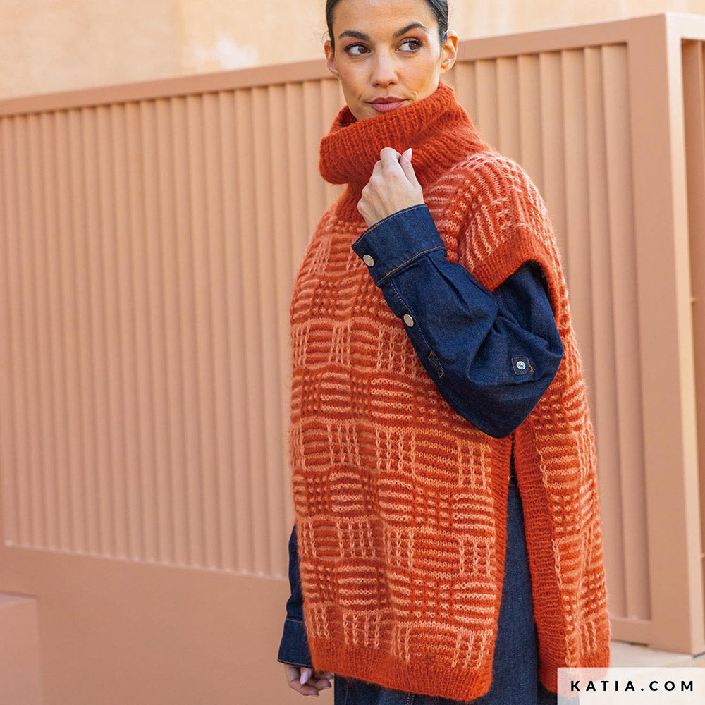 Patroon breien haken dames vest herfst winter katia — gemaakt met Katia Soft Gratte (7)