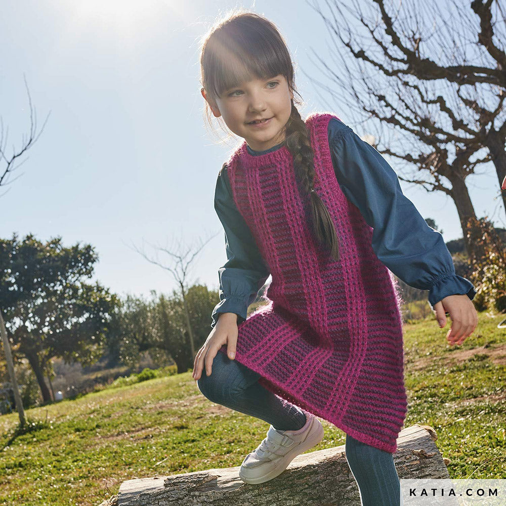 Patroon breien haken kinderen jurk herfst winter katia — gemaakt met Katia Soft Gratte (3)