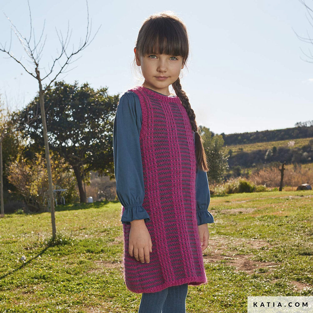 Patroon breien haken kinderen jurk herfst winter katia — gemaakt met Katia Soft Gratte (4)