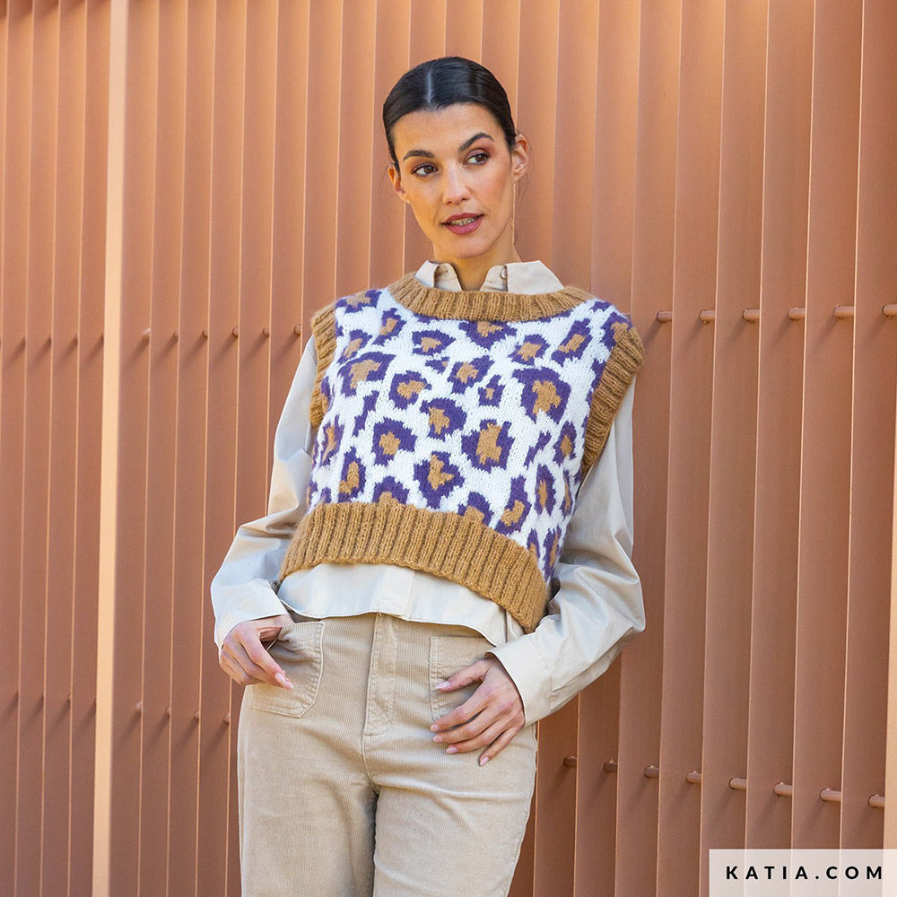 Patroon breien haken dames vest herfst winter katia — gemaakt met Katia Soft Gratte (11)