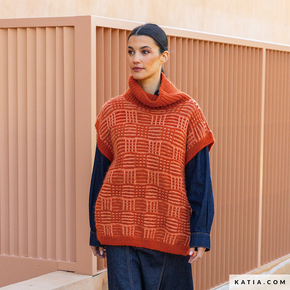 Patroon breien haken dames vest herfst winter katia — gemaakt met Katia Soft Gratte
