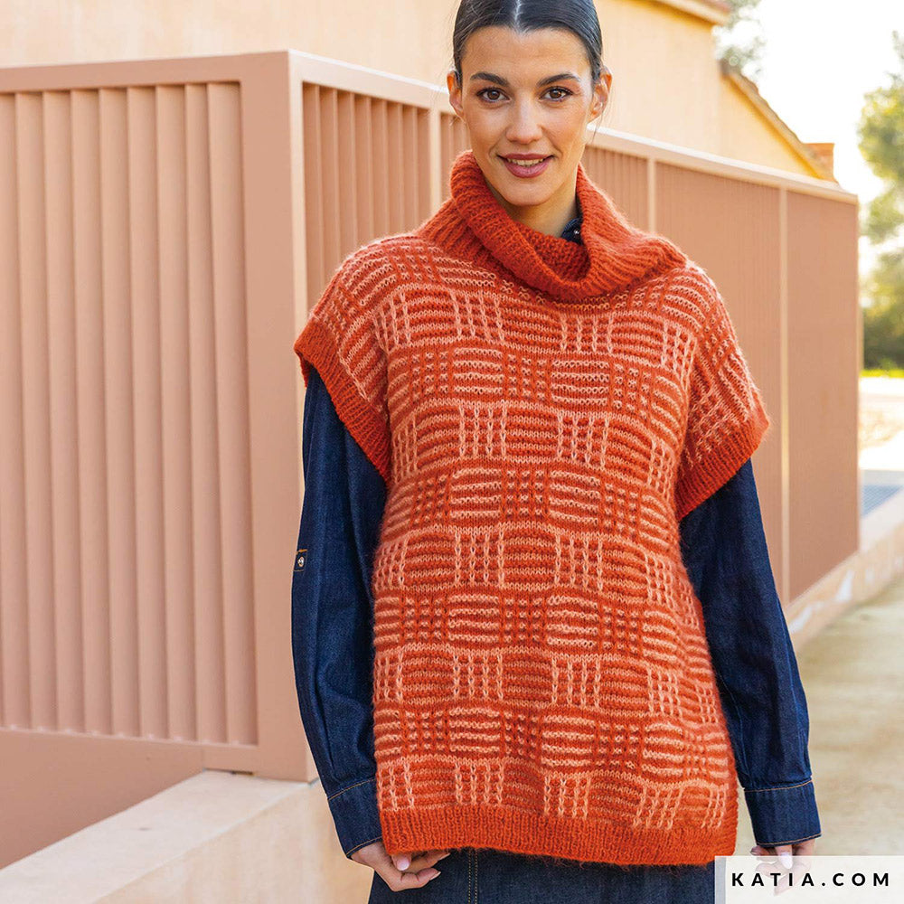 Patroon breien haken dames vest herfst winter katia — gemaakt met Katia Soft Gratte (3)