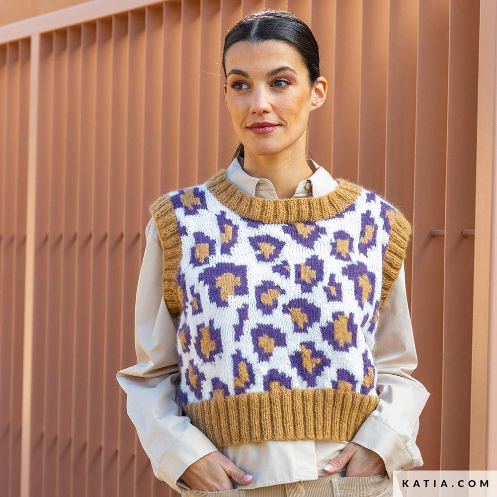 Patroon breien haken dames vest herfst winter katia — gemaakt met Katia Soft Gratte (16)