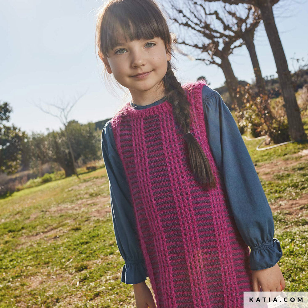 Patroon breien haken kinderen jurk herfst winter katia — gemaakt met Katia Soft Gratte