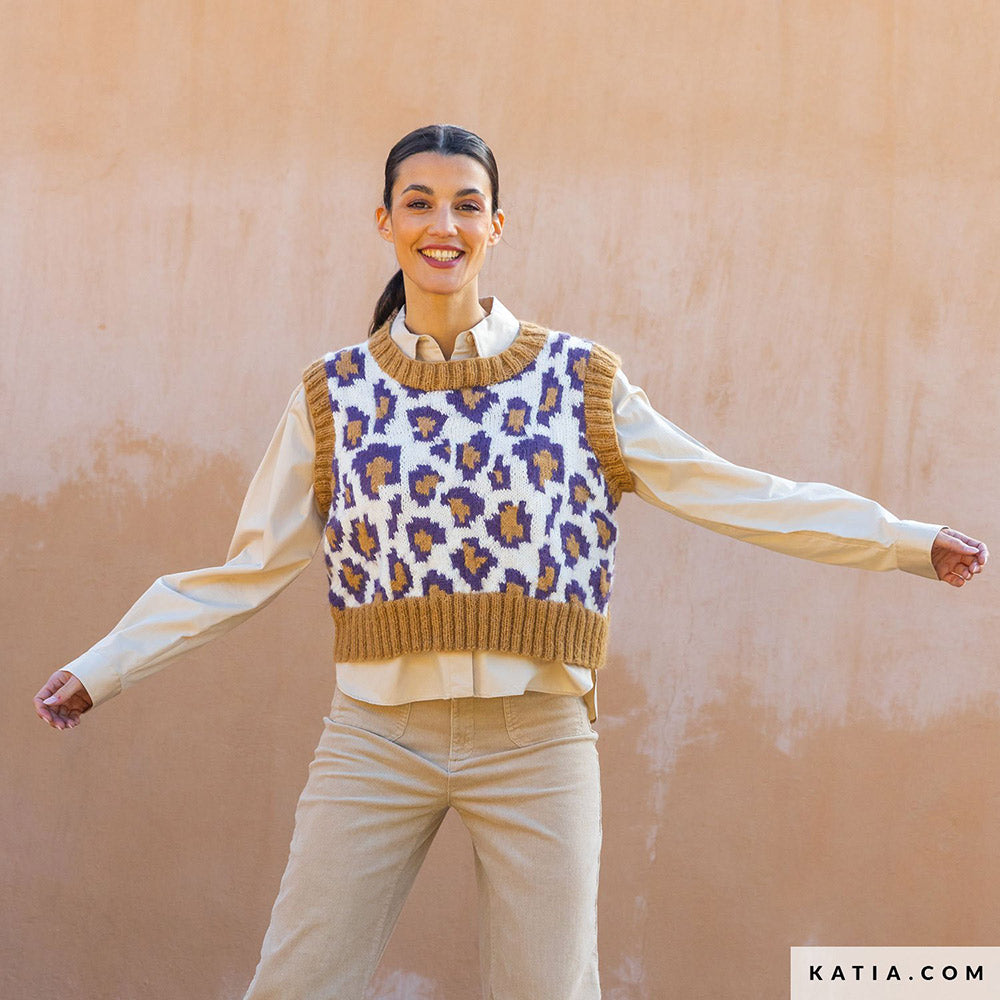 Patroon breien haken dames vest herfst winter katia — gemaakt met Katia Soft Gratté (12)