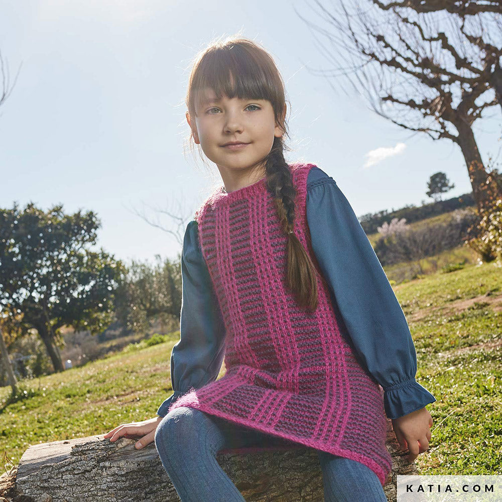 Patroon breien haken kinderen jurk herfst winter katia — gemaakt met Katia Soft Gratté (2)