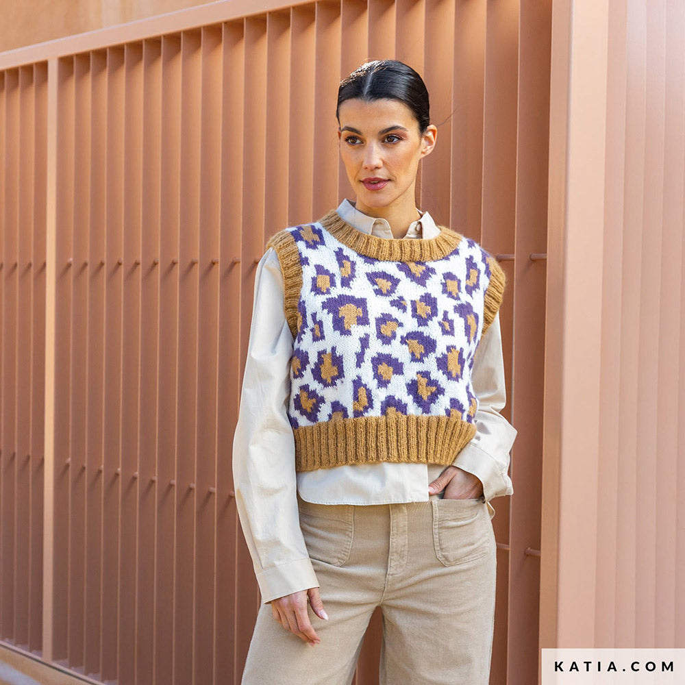Patroon breien haken dames vest herfst winter katia — gemaakt met Katia Soft Gratté (9)