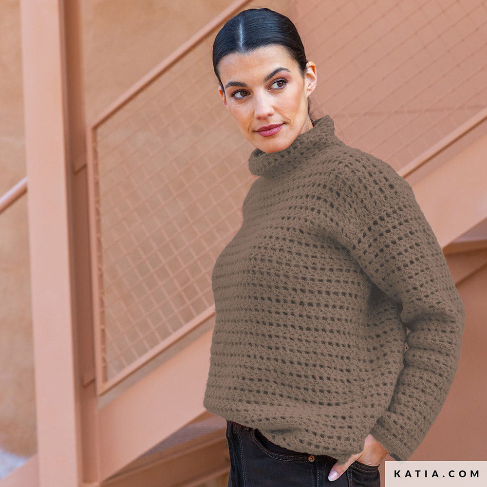 Patroon breien haken dames trui herfst winter katia — gemaakt met Katia Soft Gratté
