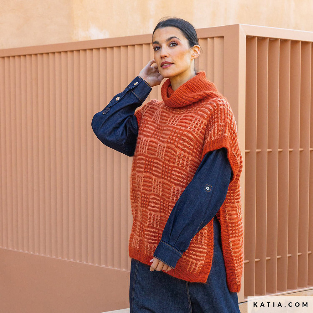 Patroon breien haken dames vest herfst winter katia — gemaakt met Katia Soft Gratté (6)