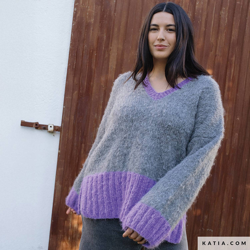 Patroon breien haken dames trui herfst winter katia — gemaakt met Katia WOW - Fluffy (9)