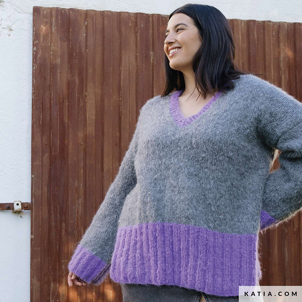 Patroon breien haken dames trui herfst winter katia — gemaakt met Katia WOW - Fluffy (3)