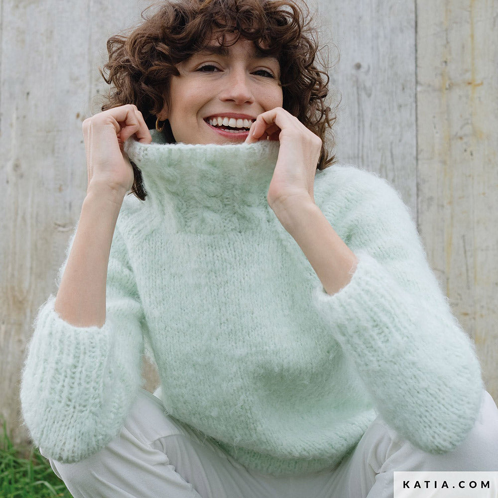 Patroon breien haken dames trui herfst winter katia — gemaakt met Katia WOW - Fluffy (15)