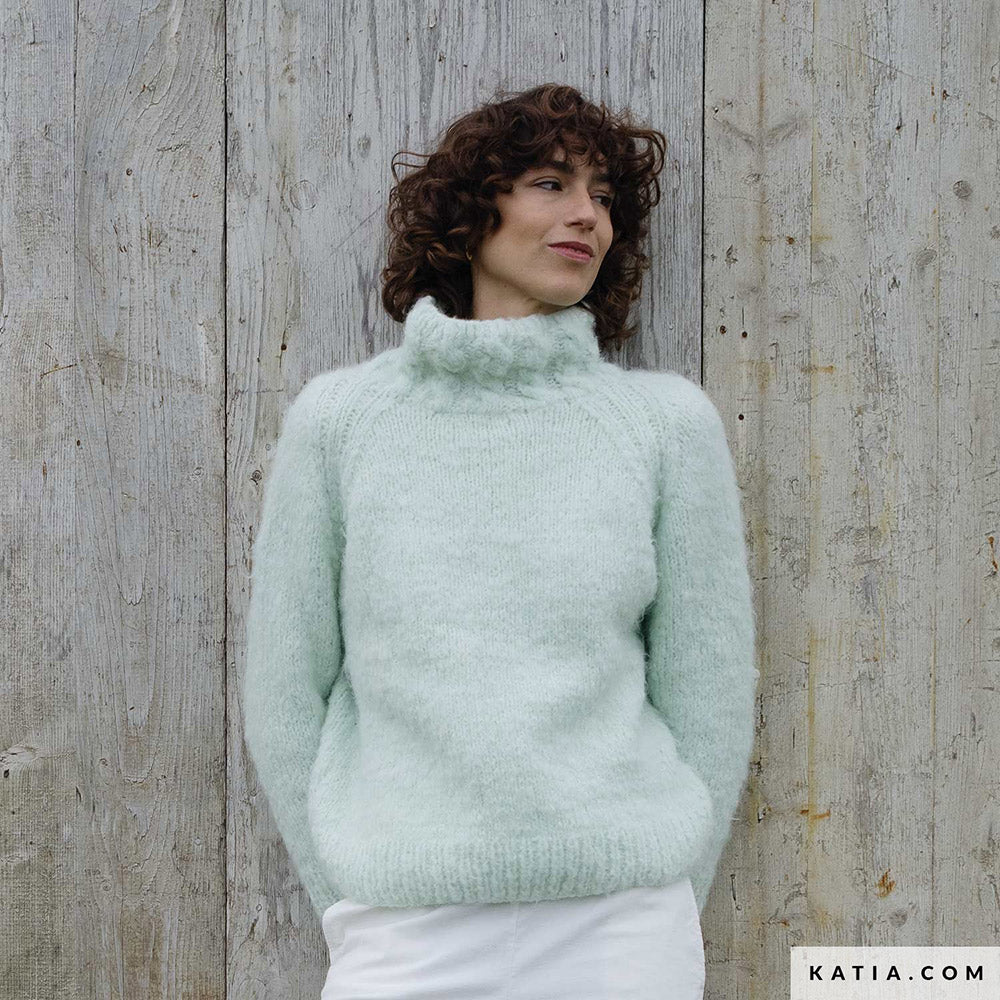 Patroon breien haken dames trui herfst winter katia — gemaakt met Katia WOW - Fluffy (16)