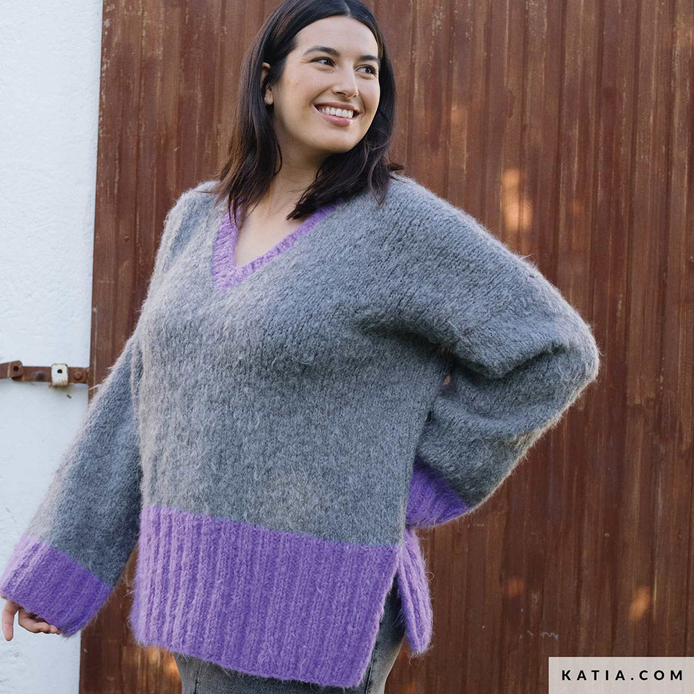Patroon breien haken dames trui herfst winter katia — gemaakt met Katia WOW - Fluffy (5)