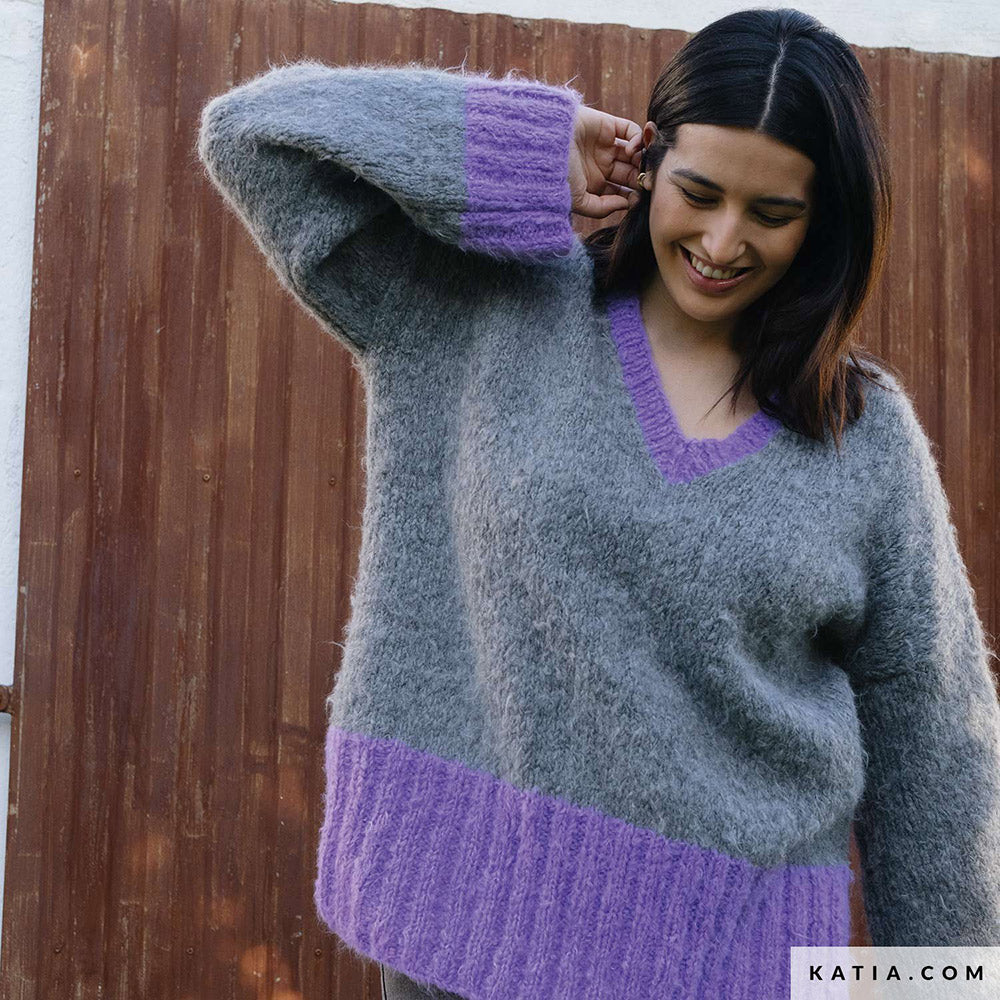 Patroon breien haken dames trui herfst winter katia — gemaakt met Katia WOW - Fluffy (4)