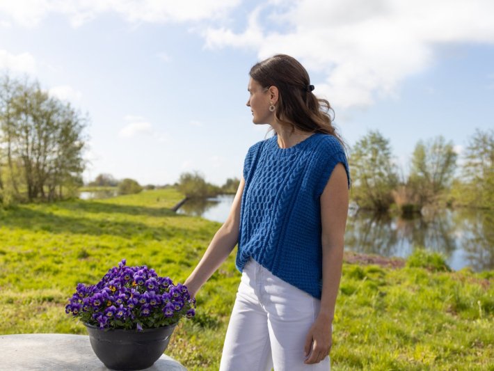 Durable Kabelspencer in Cobalt gebreid met Durable Soqs