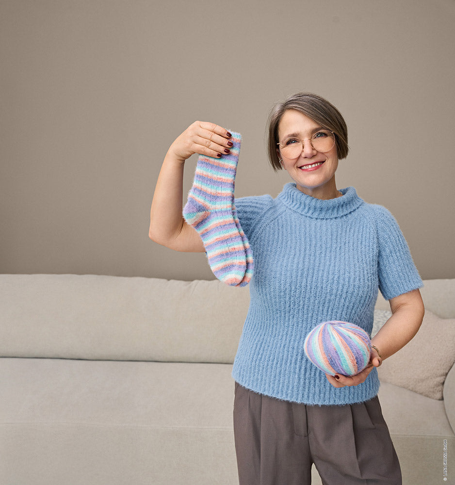 Hw cosy socks lana grossa mf — gemaakt met Lana Grossa Cosy Socks Soft Stripes