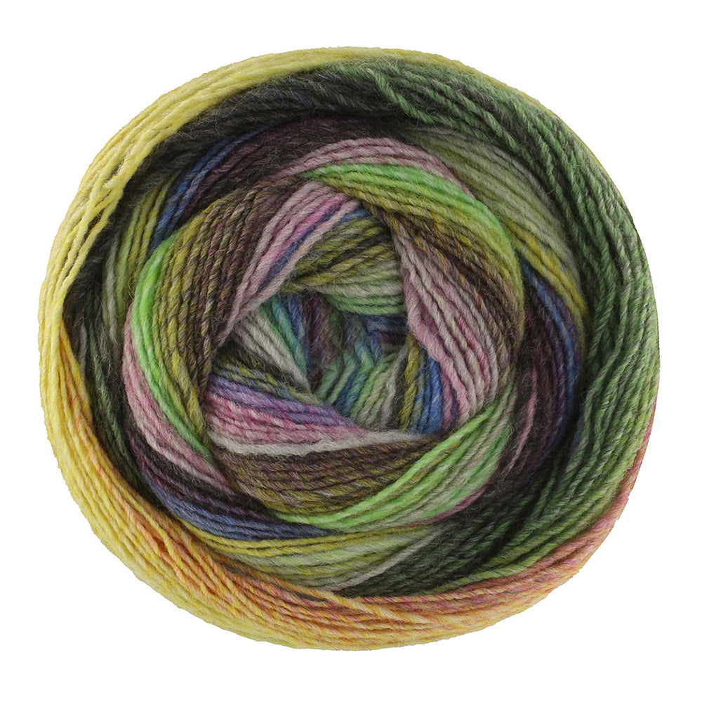 Lana Grossa Gomitolo Fumo 514 Witgroen/mint/licht-/groengrijs/jeans/petrol/fuchsia/groen