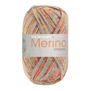 Lana Grossa Meilenweit 100 Merino Extrafine Mountain 7602 Rood/Geel/Turquoise/Oranje/Ecru/Donkergrijs gestreept